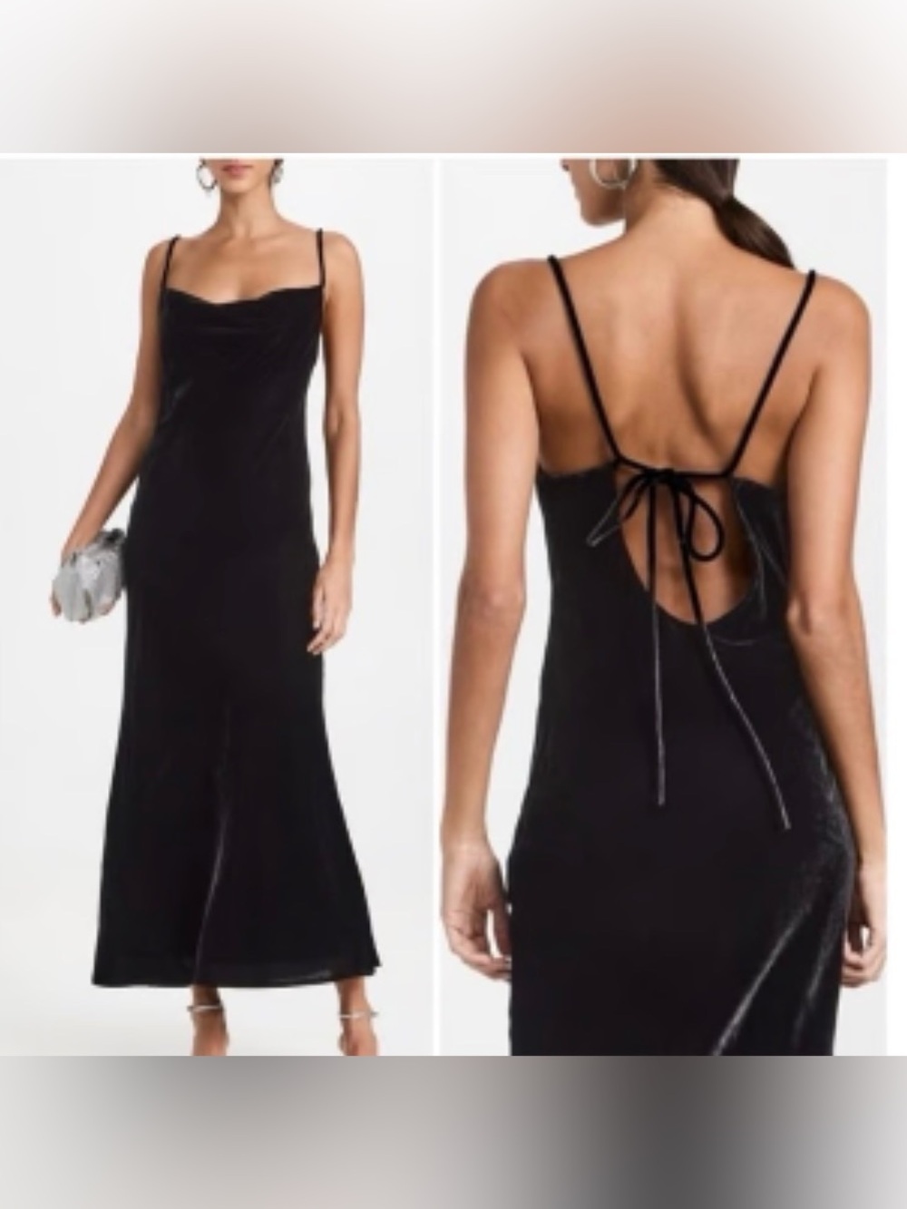 NWT RHODE Jemima Black Velvet Mid Length Dress Size 0